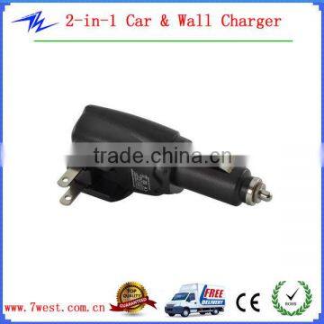 Promotional 2 in 1 USB Car and Wall Charger with US Plug for Samsung