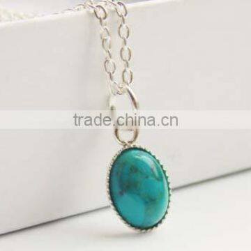 Turquoise Quartz Cabochon Gemstone Oval Necklace