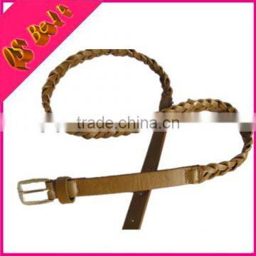 Brown Woman Fashion Braided Pu Leather Rope Belt Sexy Girdle