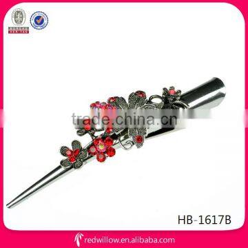 Australia popular metal rhinestone flower hair clips for long hair