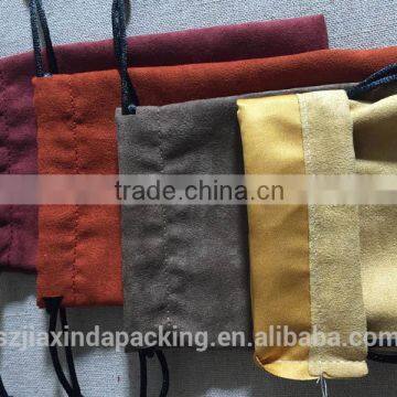 Colored Soft Faux Suede Drawstring Jewelry Pouches photo-3