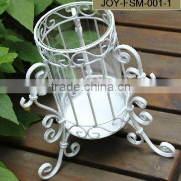 Glass Vase With Metal Stand Flower Vase photo-2