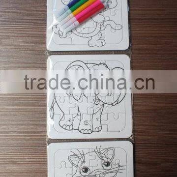 2016 hot sale high quality trumpet coloring black & white puzzle