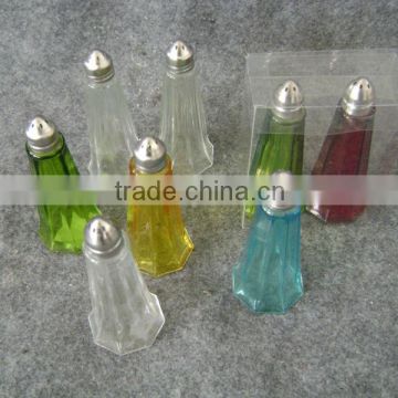 color sprayed glass spice cruet