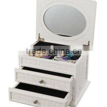 Small Wooden Cosmetic Case Makeup Box with Mirror and two Drawers