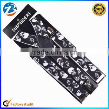 Promotional Skull Printed Wide Elastic Braces Men and Lady Suspenders