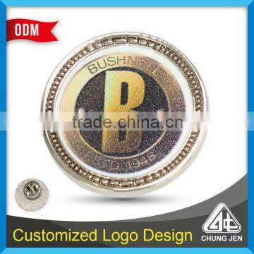 Promotional bushnell badge zinc alloy with digital printing