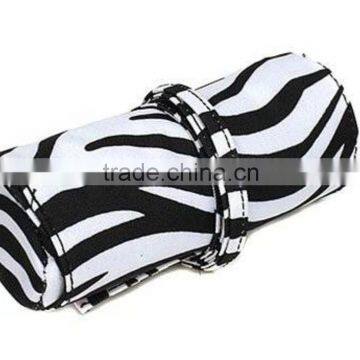 Zebra Stripe Cosmetic Bag Brush Bag Roll up Tie closed