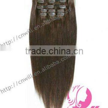 Natural Brown indian clip in hair extensions100% Indian Virgin Hair Human Remy Hair Clip In Hair Extensions For Black Women