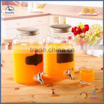 3L Glass Juice Dispenser Clear Glass Drink Dispenser With Tap