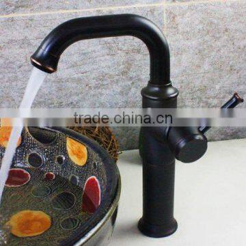 Vintage Bathroom Vessel Sink Faucet Oil Rubbed Bronze Single Handle Single Hole Lavatory Basin Faucets Mixer Valve Control With photo-3