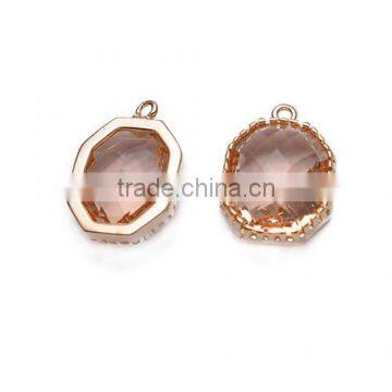New Arrival Bezel Glass Pendant Charm 17*11.7mm Gold or Silver Plated Brass For Earrings Necklace Wedding Jewelry