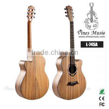 High quality OEM zebrawood top folk guitar natural