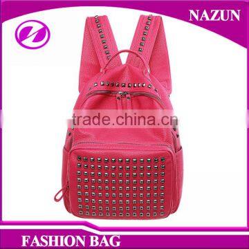 Adjustable Shoulder Strap College School Fashion Rivet on Women Day Backpacks photo-3