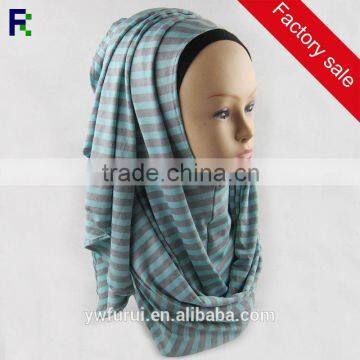 Hot Seller Neon Striped Plain Jersey Hijab New Fashion Muslim Scarf Instant Shawl