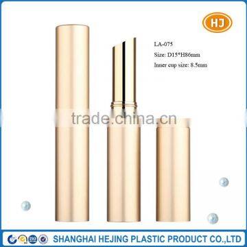 Empty slim golden color aluminum lipstick container