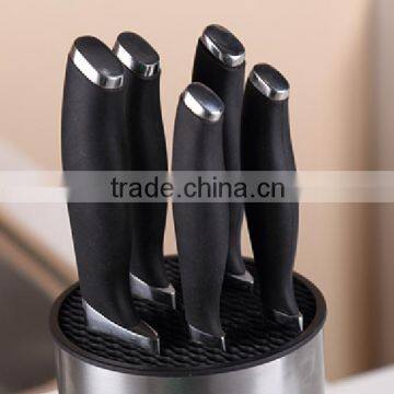 6pcs Kitchen Knife Set Silicone Soft Touch Handle Kitchen Knife Set With S.s Utility Knife Block Block Knife Set photo-6