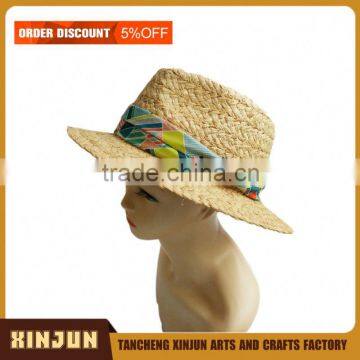 USEFUL BLACK BLUE PANAMA STRAW HAT