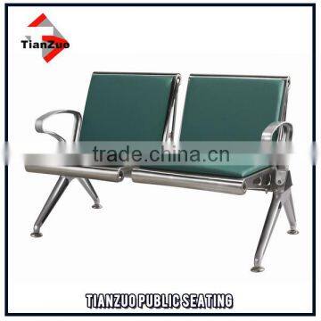 Two Seater PU cushions 304 stainless steel airport bench