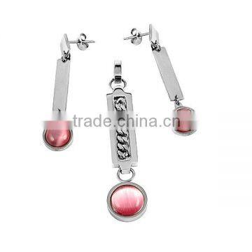 SRS0083 Fashionable Jewelry 316L Stainless Steel Jewelry Red Crystal Beaded Jewelry Set