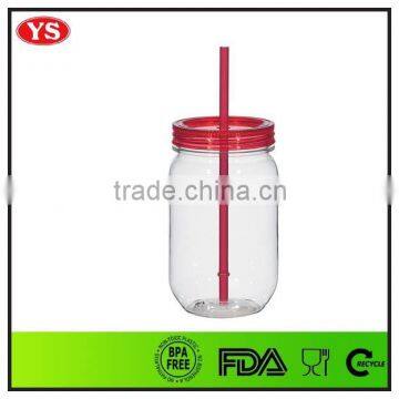 20oz plastic mason jar mugs with lids & straw