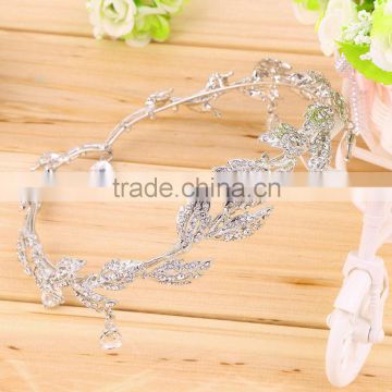 Elegant Bridal Rhinestone crystal prom hair chain forehead band Headpiece