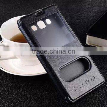 PU leather view window for Samsung Galaxy A7 case, PU leather For Galaxy A7 leather case