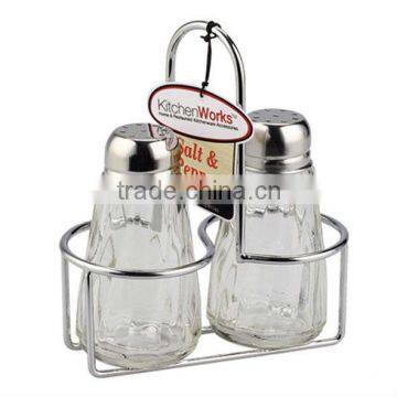 SINOGLASS 2 pcs Salt & Pepper with rack cheap glass bottles