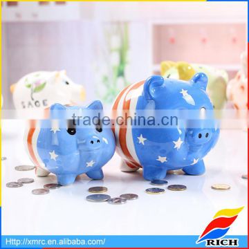 The small & large pig coin display box painting ceramic piggy banks