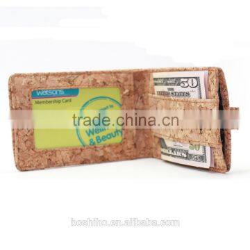 Boshiho wholesale cork fabric portable business card credit id card holder