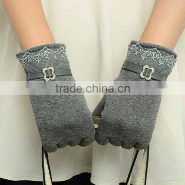 2016 5 Colors New Women Ladies Winter Warm Vintage Touch Screen Lace Gloves for Women