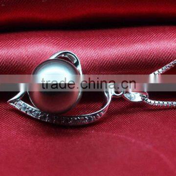 2016 Tahiti AAAA Love Shape Round Black 10-11mm 925 Silver Sea Pearl Pendant photo-6