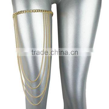 Gold four tassels jewelry leg chain