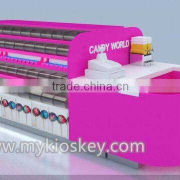 high qulity customized becuty food koisk | candy kiosk design in mall for sale