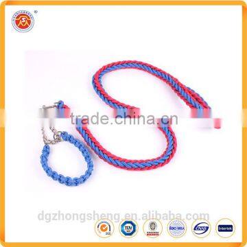 Decorative nylon dog collar and leash with metal buckle