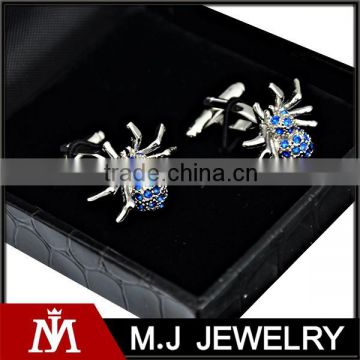 Luxury Design Blue Crystal Spider Cufflinks Stainless Steel