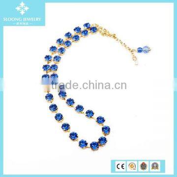 Hot Sales Shine Blue Austria Crystal Custom Necklace Yiwu Supplier