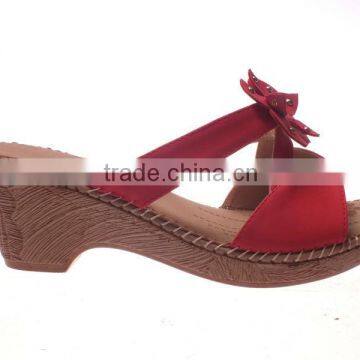 Ladies designer shoes mid heel mark-thread soft sole slipper from China guangzhou