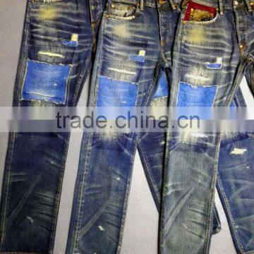 High quality heavy wash ripped jeans wholesale destroyed jean american wholesale jeans (LOTV006)