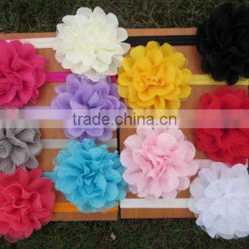 NEW Tulle Puff Flower on 1.5cm Shimmer Elastic Stretch Baby Headbands Mesh Flower Headbands for Hair Accessories