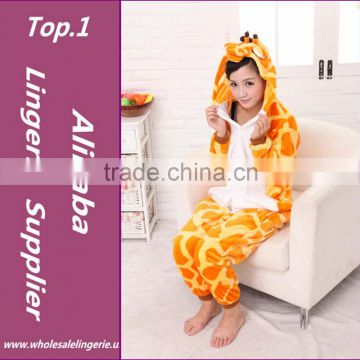 Manufacture Coral Fleece Unisex Casual Sleepwear Animal Onesie Cow Pikachu Tiger Giraffe Adult Dinosaur Pajamas