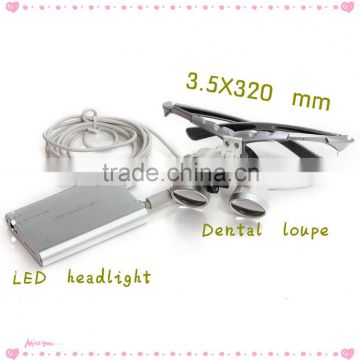 Dentist Surgical Binocular Dental Loupe and LED Head light Lamp adjust magnification working distance