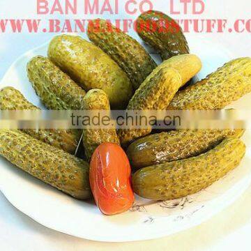 Pickled gherkin in glass jar