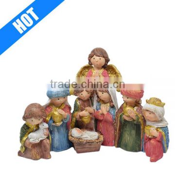 customized handmade painted holy family poly resin china nativity set