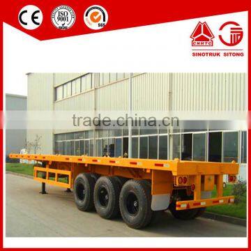 Low Price 40T Tri-Axle 20ft 40ft Container Flatbed Semi Trailer