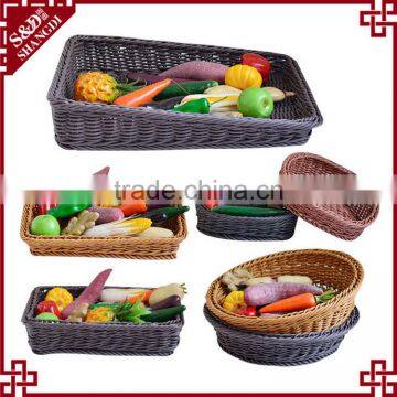 Used Food Dispaly Tools PE Wicker Woven Round Shape Bulk Supermarket or Kitchen Vegetable Storage Baskets photo-4