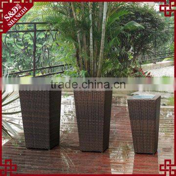 Tall square shape garden patio plastic wicker plant flower pots