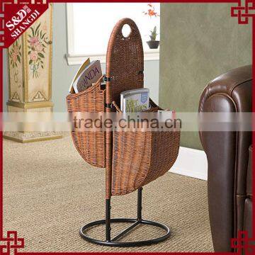 New design metal & rattan handcraft home or office used magazine racks