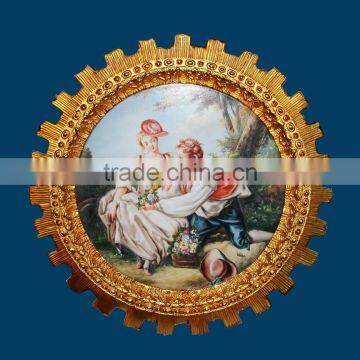 European Luxury Gold Plated Copper and Ceramic Art Painting, Wall Decorated Painting