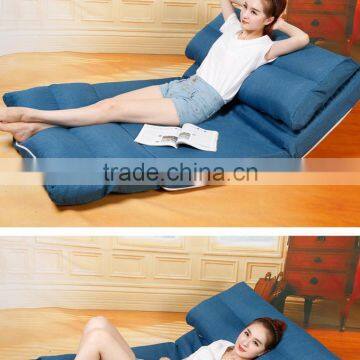 Relax Chair Floor Folding Sofa Cushion Five-positon Multiangle Couch in Blue Color photo-6